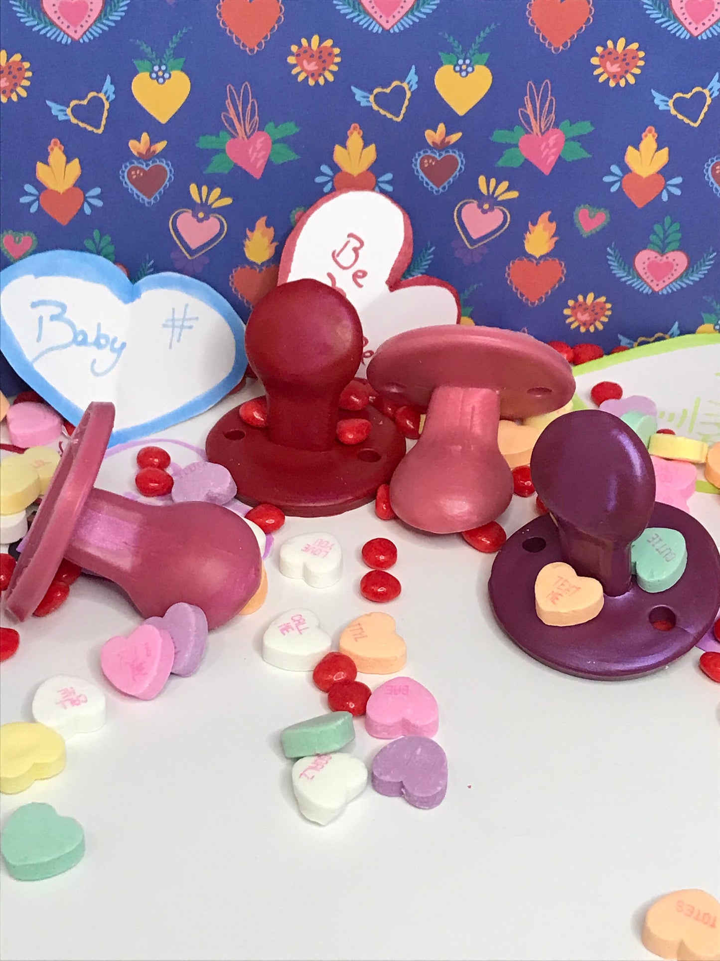Valentines Day Colors for Adult Solid Silicone Pacifiers
