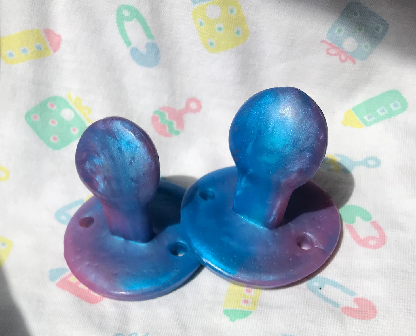 Adult Solid Silicone “Blue and Magenta” Adult Pacifiers