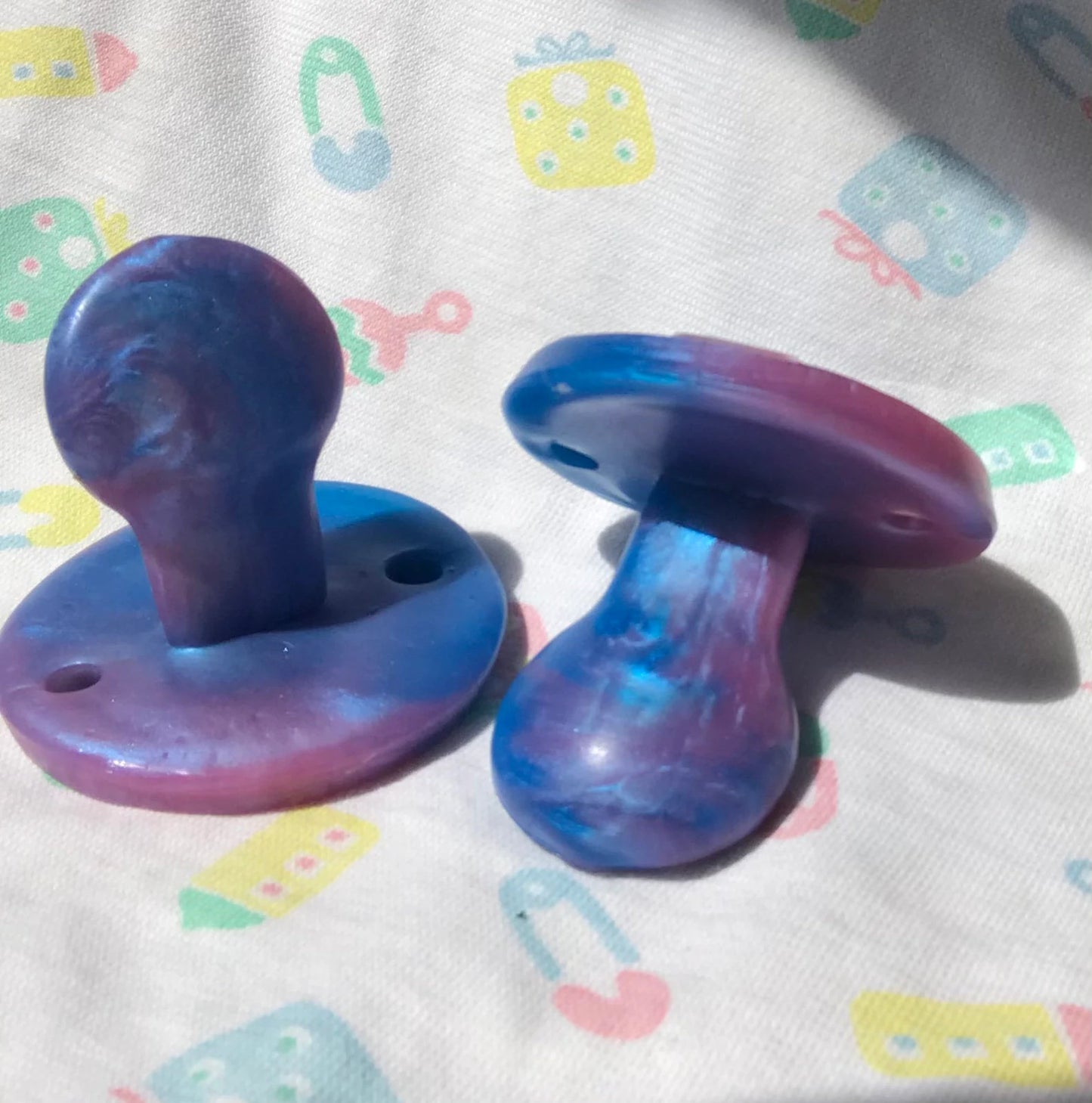 Adult Solid Silicone “Blue and Magenta” Adult Pacifiers