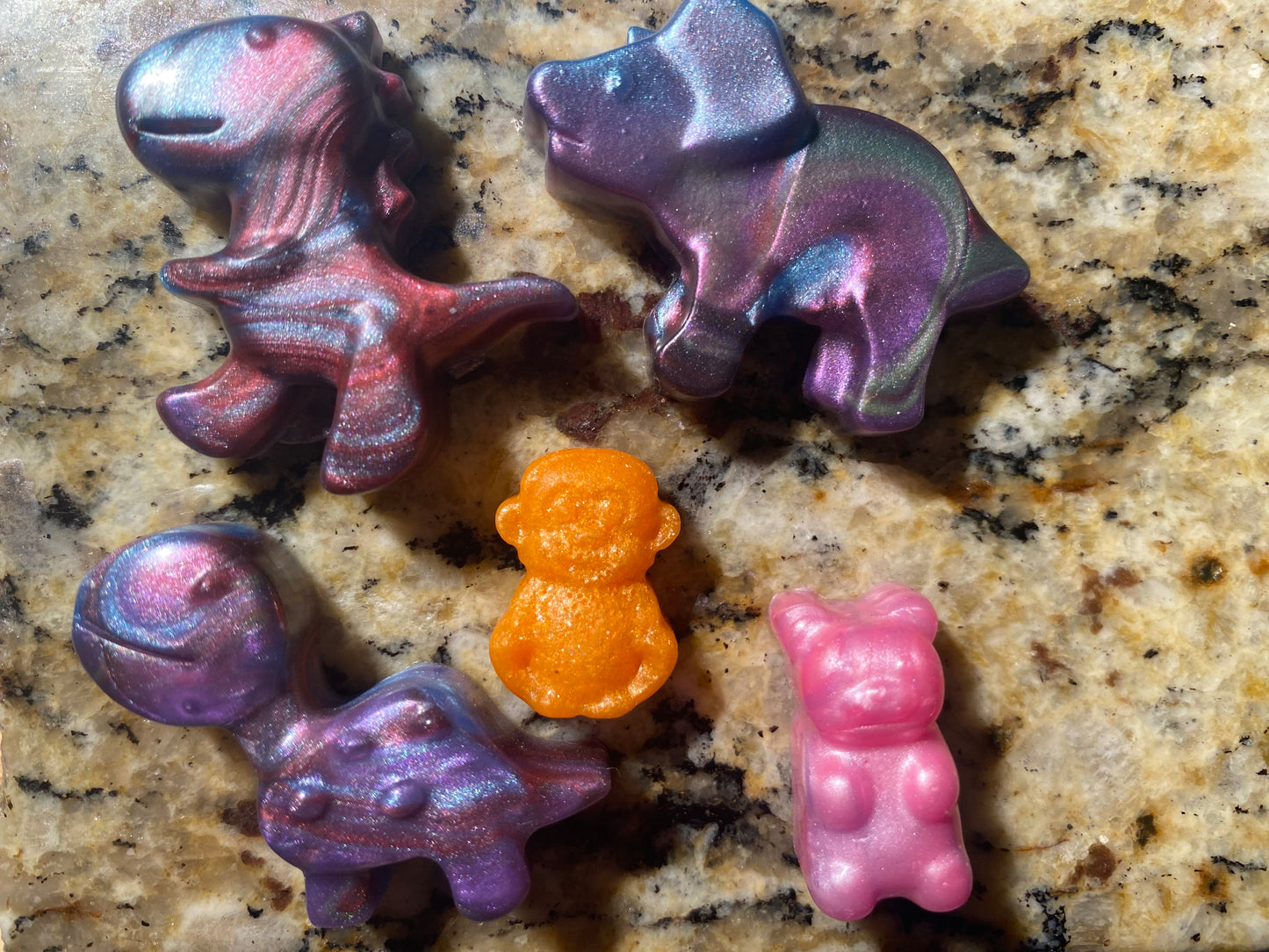 Dinos, Gummy Bear and Monkey Squishies